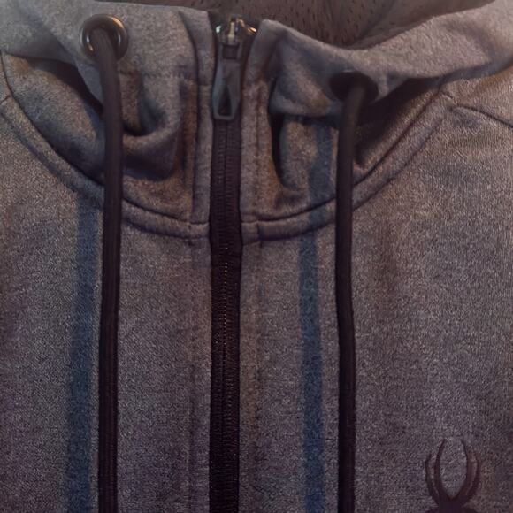 Spyder Active Quarter-Zip Hoodie Pullover SPM804R Black Gray Men's Medium - Picture 4 of 7